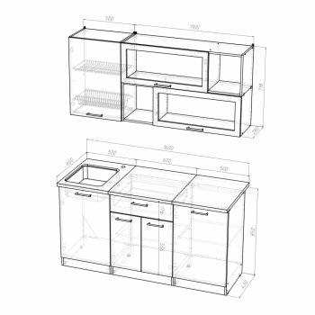 Кухонный гарнитур Кира стандарт 1600 мм (Герда) в Сухом Логу - suhoj-log.mebel-e96.ru