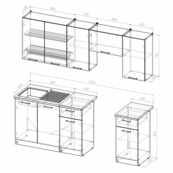 Кухонный гарнитур Кира компакт 2200 мм (Герда) в Сухом Логу - suhoj-log.mebel-e96.ru