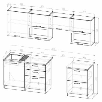 Кухонный гарнитур Кира базис 2400 мм (Герда) в Сухом Логу - suhoj-log.mebel-e96.ru