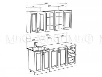 Кухонный гарнитур Констанция 1800 мм белый/джинс (Миф) в Сухом Логу - suhoj-log.mebel-e96.ru