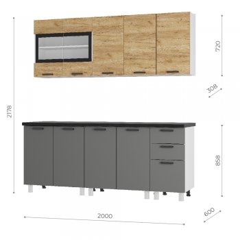 Кухонный гарнитур 2000 мм Крафт тип 2 (БТС) в Сухом Логу - suhoj-log.mebel-e96.ru