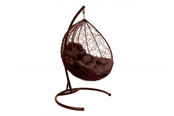 Подвесное кресло КАПЛЯ с ротангом коричневое, подушка коричневая в Сухом Логу - suhoj-log.mebel-e96.ru