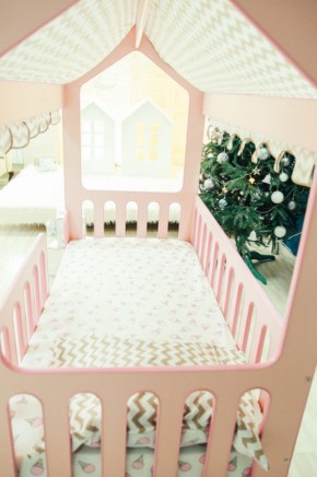 Кроватка-домик без ящика 800*1600 (Розовый) в Сухом Логу - suhoj-log.mebel-e96.ru