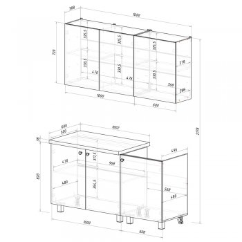 Кухонный гарнитур Куба 1600 мм (БТС) в Сухом Логу - suhoj-log.mebel-e96.ru