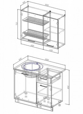 Кухонный гарнитур Антрацит 1000 в Сухом Логу - suhoj-log.mebel-e96.ru