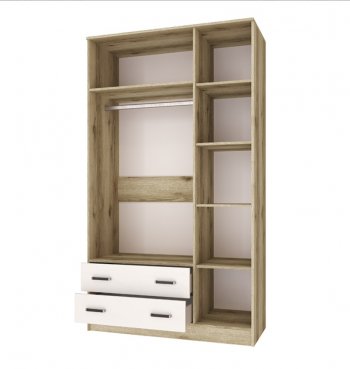Шкаф Лагуна с антресолью делано/белый (Текс) в Сухом Логу - suhoj-log.mebel-e96.ru