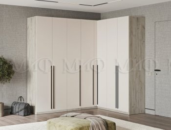 Гардеробная/шкаф 2200*1706 мм Ларго №3 дуб крафт серый/кашемир (Миф) в Сухом Логу - suhoj-log.mebel-e96.ru