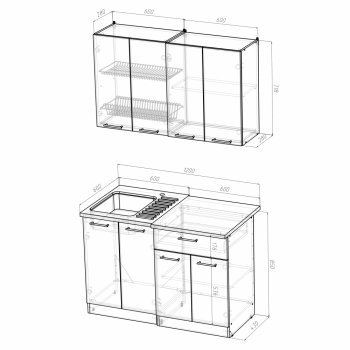 Кухонный гарнитур Лариса лайт 1 1200 мм (Герда) в Сухом Логу - suhoj-log.mebel-e96.ru