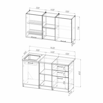 Кухонный гарнитур Лариса медиум 4 1400 мм (Герда) в Сухом Логу - suhoj-log.mebel-e96.ru