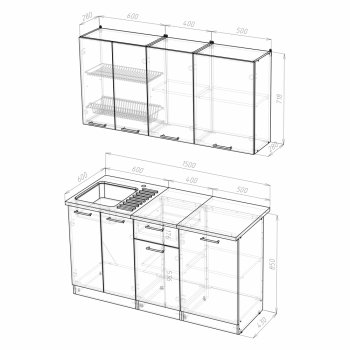 Кухонный гарнитур Лариса нормал 1 1500 мм (Герда) в Сухом Логу - suhoj-log.mebel-e96.ru