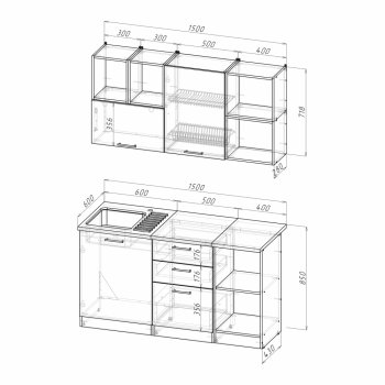 Кухонный гарнитур Лариса нормал 3 1500 мм (Герда) в Сухом Логу - suhoj-log.mebel-e96.ru