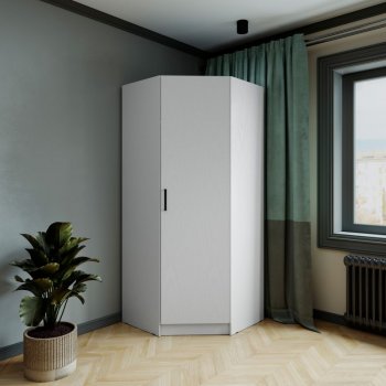 Шкаф угловой Ларс (угол скос), Белый (Микон) в Сухом Логу - suhoj-log.mebel-e96.ru