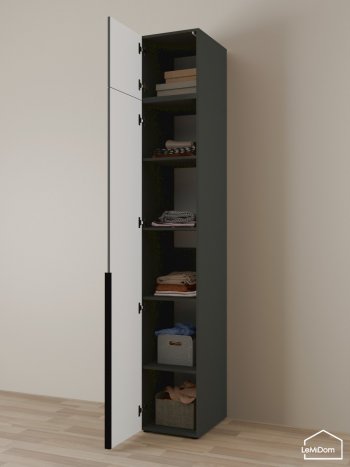 Шкаф с антресолью 400 мм Linnea MHR-1A-2 2450х400х510 (Графит-М 11.1.25) в Сухом Логу - suhoj-log.mebel-e96.ru