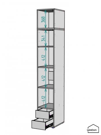 Шкаф с антресолью 400 мм Linnea MHR-1A-4 2450х400х510 (Графит-М 11.1.25) в Сухом Логу - suhoj-log.mebel-e96.ru