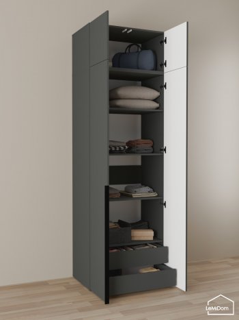 Шкаф с антресолью 800 мм Linnea MHR-2A-4 2450х800х510 (Графит-М 11.1.25) в Сухом Логу - suhoj-log.mebel-e96.ru