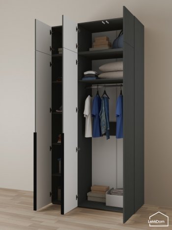 Шкаф с антресолью 1200 мм Linnea MHR-3A-1 2450х1200х510 (Графит-М 11.1.25) в Сухом Логу - suhoj-log.mebel-e96.ru