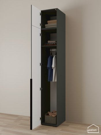 Шкаф с антресолью 400 мм Linnea MHR-1A-1 2450х400х510 (Графит-М 11.1.25) в Сухом Логу - suhoj-log.mebel-e96.ru