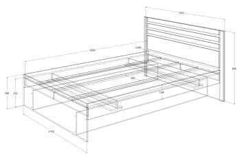 Кровать двуспальная Лиана графит (Зарон) в Сухом Логу - suhoj-log.mebel-e96.ru