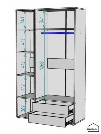 Шкаф Linnea MHR-3-2 2050х1200х510 (Графит-М 11.1.25) в Сухом Логу - suhoj-log.mebel-e96.ru
