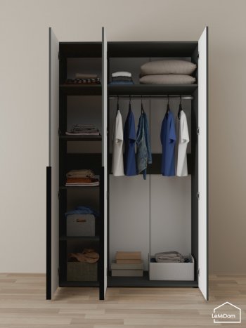 Шкаф Linnea MHR-3-1 2050х1200х510 (Графит-М 11.1.25) в Сухом Логу - suhoj-log.mebel-e96.ru