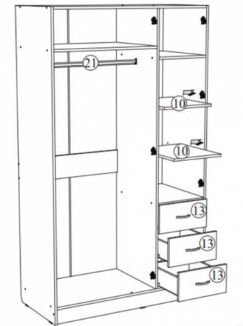 Шкаф Лофт-3 белый 1200 мм (ВНК) в Сухом Логу - suhoj-log.mebel-e96.ru