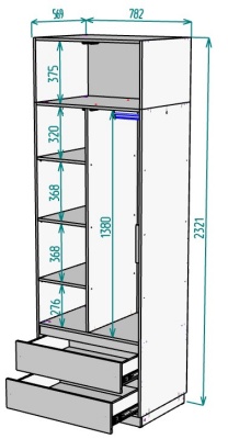 Шкаф 800 мм Мальта light H297 + Антресоль HA2 в Сухом Логу - suhoj-log.mebel-e96.ru