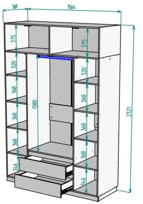 Шкаф 1600 мм Мальта light H302 + Антресоль HA4 в Сухом Логу - suhoj-log.mebel-e96.ru