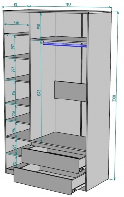 Шкаф Мальта 1350 мм Графит в Сухом Логу - suhoj-log.mebel-e96.ru