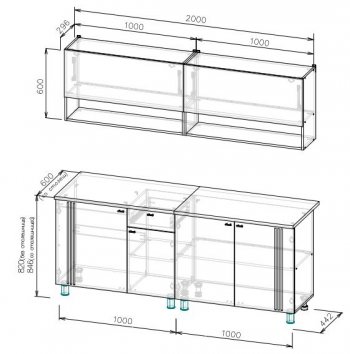 Кухонный гарнитур Монако 2000 мм СВ) в Сухом Логу - suhoj-log.mebel-e96.ru