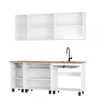 Кухонный гарнитур Монтана 2000 мм белый/графит (БТС) в Сухом Логу - suhoj-log.mebel-e96.ru