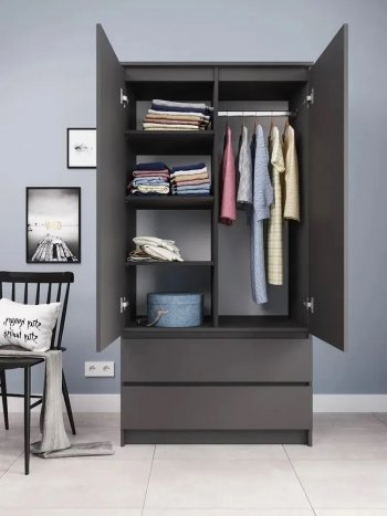 Шкаф 900 мм с антресолью Мори 900.2 графит (ДСВ) в Сухом Логу - suhoj-log.mebel-e96.ru
