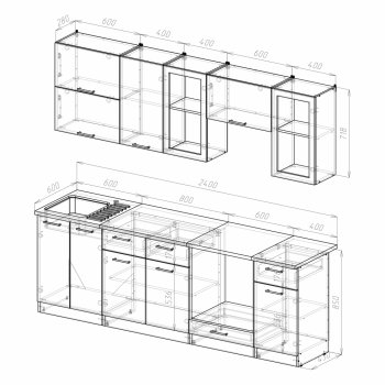 Кухонный гарнитур Ника базис 2400 мм (Герда) в Сухом Логу - suhoj-log.mebel-e96.ru