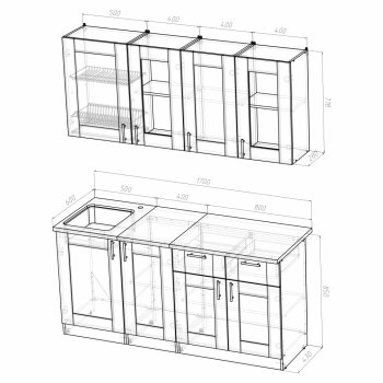 Кухонный гарнитур Ника демо 1700 мм (Герда) в Сухом Логу - suhoj-log.mebel-e96.ru