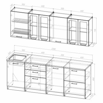 Кухонный гарнитур Ника компакт 2200 мм (Герда) в Сухом Логу - suhoj-log.mebel-e96.ru