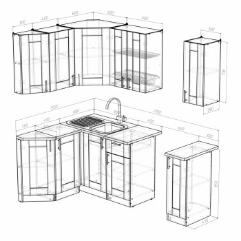 Кухонный гарнитур Ника литл 1500х1300 мм (Герда) в Сухом Логу - suhoj-log.mebel-e96.ru