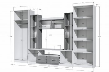 Стенка Николь-2 крафт серый/кашемир (Зарон) в Сухом Логу - suhoj-log.mebel-e96.ru