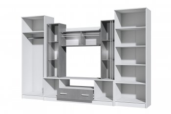 Стенка Николь-2 белый/бетонный камень(Зарон) в Сухом Логу - suhoj-log.mebel-e96.ru