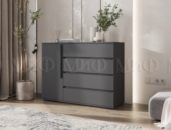 Комод 1 дверь 4 ящика (1200) Норд, графит (Миф) в Сухом Логу - suhoj-log.mebel-e96.ru