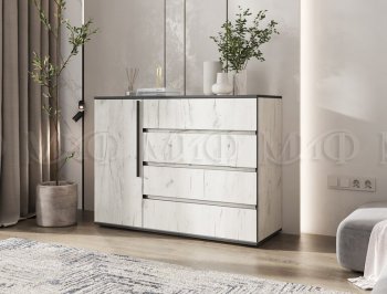 Комод 1 дверь 4 ящика (1200) Норд, крафт белый (Миф) в Сухом Логу - suhoj-log.mebel-e96.ru