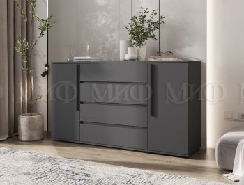 Комод 2 двери 4 ящика (1600) Норд, графит (Миф) в Сухом Логу - suhoj-log.mebel-e96.ru