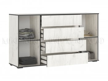 Комод 2 двери 4 ящика (1600) Норд, крафт белый (Миф) в Сухом Логу - suhoj-log.mebel-e96.ru