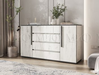 Комод 2 двери 4 ящика (1600) Норд, крафт белый (Миф) в Сухом Логу - suhoj-log.mebel-e96.ru