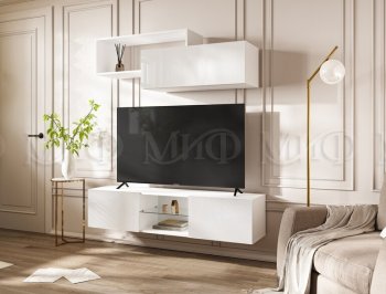Стенка Норд-1 белый глянец (Миф) в Сухом Логу - suhoj-log.mebel-e96.ru
