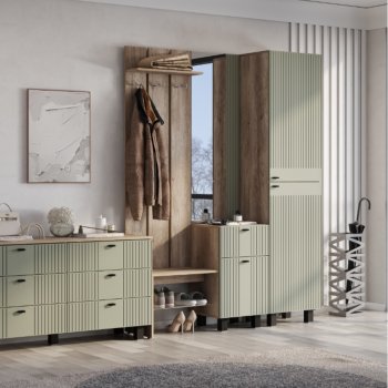Прихожая Олива эвкалипт софт, модульная (БТС) в Сухом Логу - suhoj-log.mebel-e96.ru