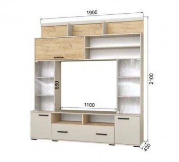 Мини-стенка ОГЦС-2 Оскар-18 кашемир/крафт (Текс) в Сухом Логу - suhoj-log.mebel-e96.ru