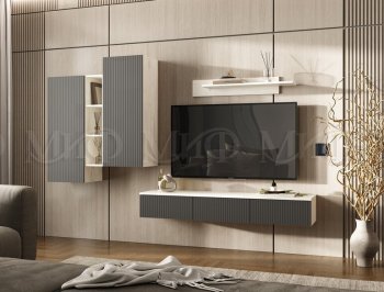 Стенка Оскар комп.2 крафт белый/графит (Миф) в Сухом Логу - suhoj-log.mebel-e96.ru