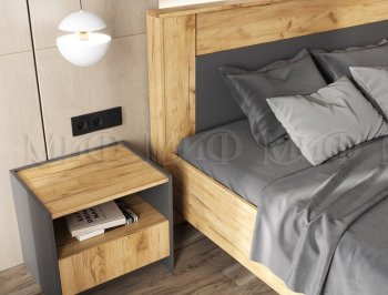 Кровать парящая Остин крафт/графит (Миф) в Сухом Логу - suhoj-log.mebel-e96.ru