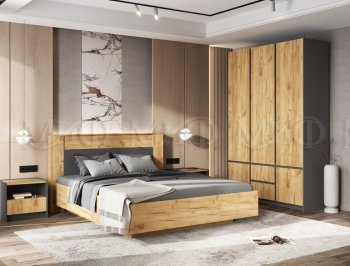 Кровать парящая Остин крафт/графит (Миф) в Сухом Логу - suhoj-log.mebel-e96.ru