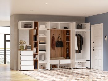 Прихожая Прага модульная, белый (Handis) в Сухом Логу - suhoj-log.mebel-e96.ru