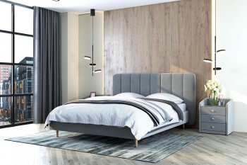 Кровать двуспальная Рино светло-серый (БМ) в Сухом Логу - suhoj-log.mebel-e96.ru